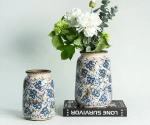 Hand-Stamped Pattern Ceramic Vase (1)