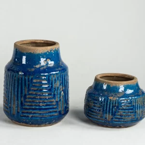 蓝色陶瓷小花瓶 (1)