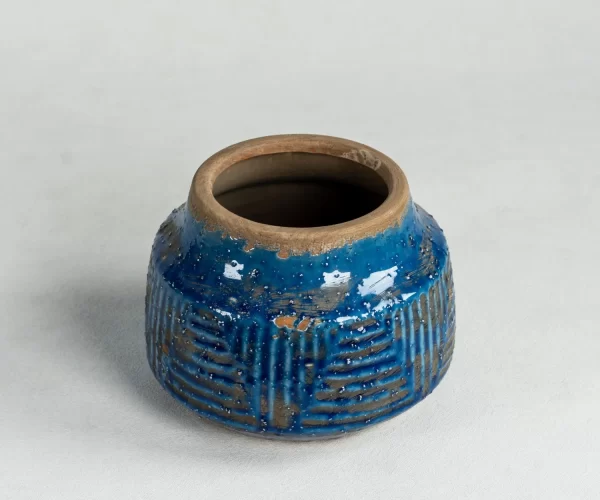 Kleine keramische blaue Vase (2)