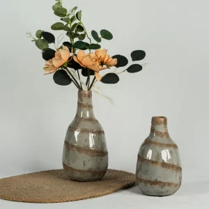 Mayorista Jarrón de Cerámica Esmaltada a Rayas (1)