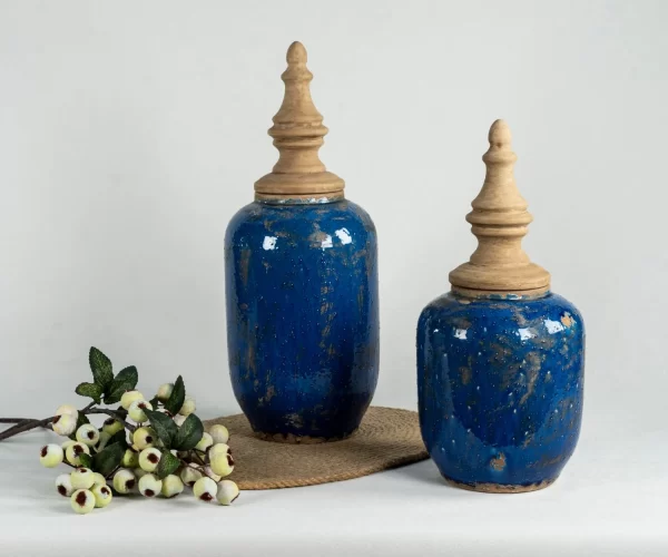 ceramic pagoda shape vase with lid (2)