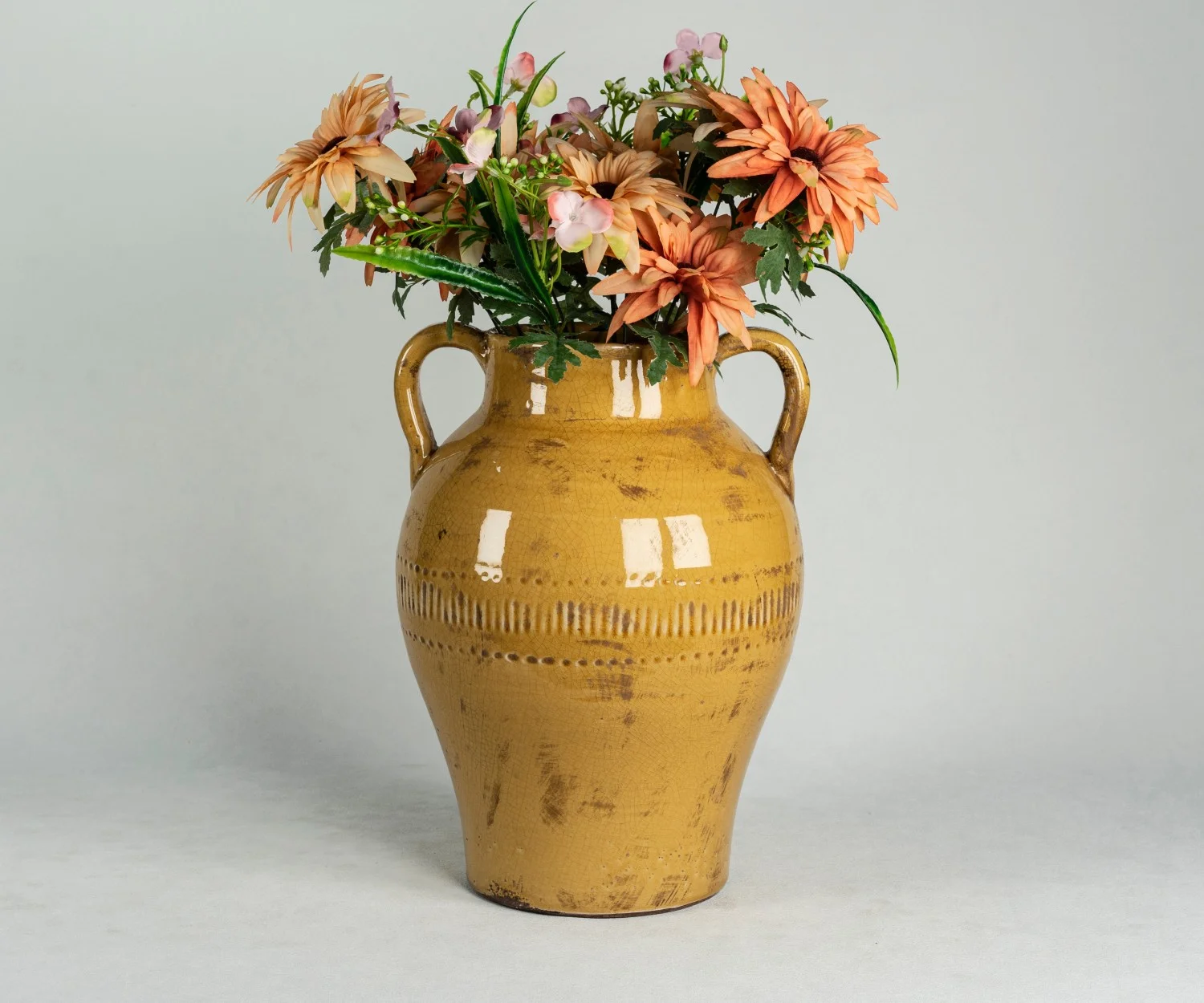 Wholesale Double Yellow Glaze Ceramic Vase with ​Handle