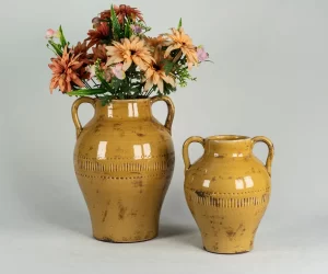 Wholesale Yellow Glazed Handmade Ceramic Flower Pot Series
