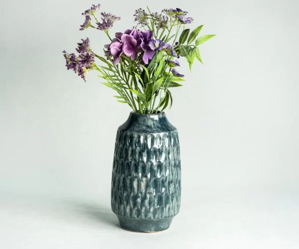 Wholesale blue textured ceramic vase (2)