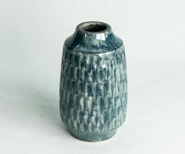 Wholesale blue textured ceramic vase (3)