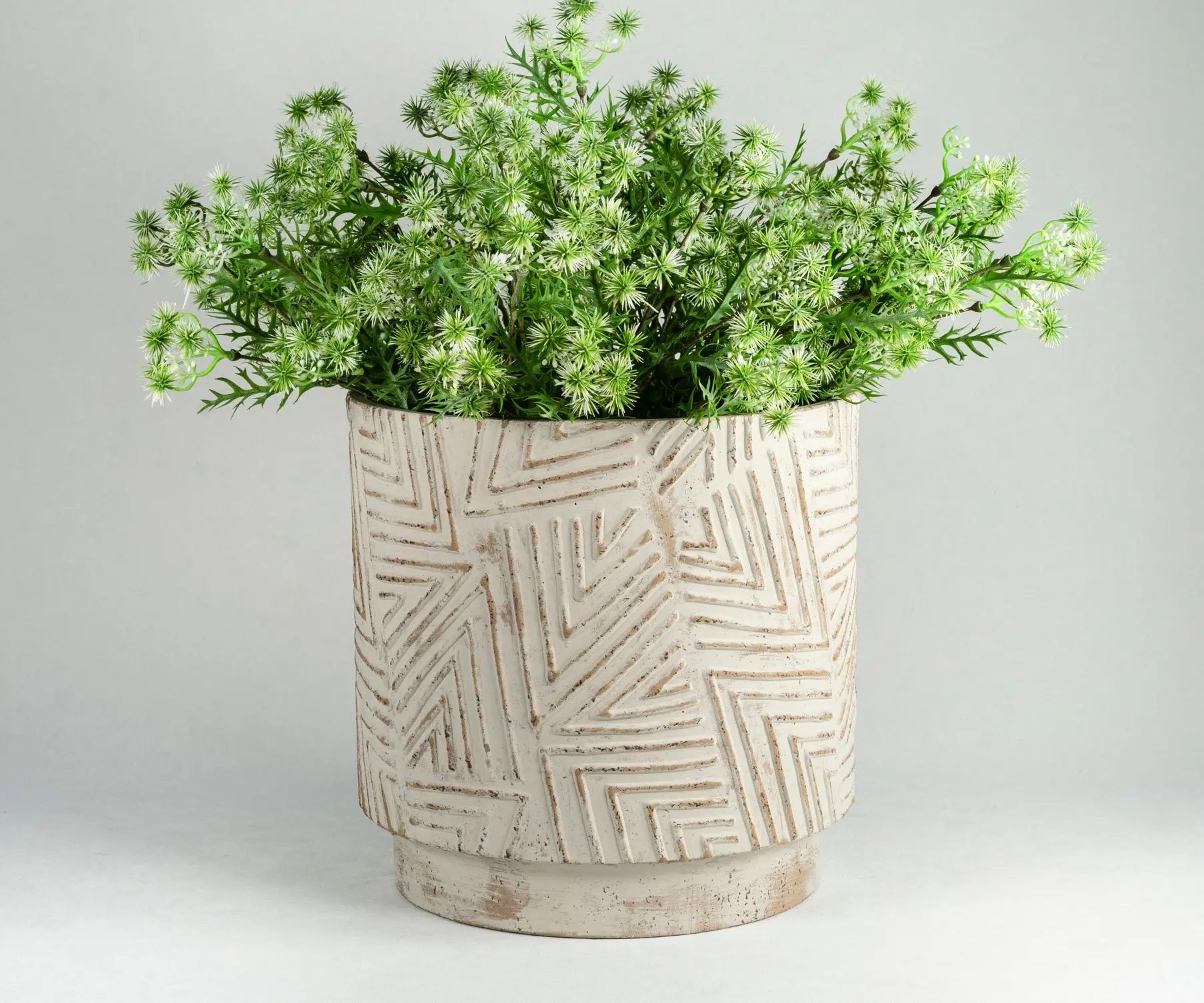 Geometric texture fiber cement plant pot