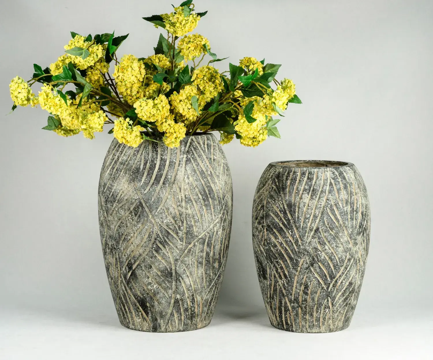 Wooden texture fiber cement plant pot