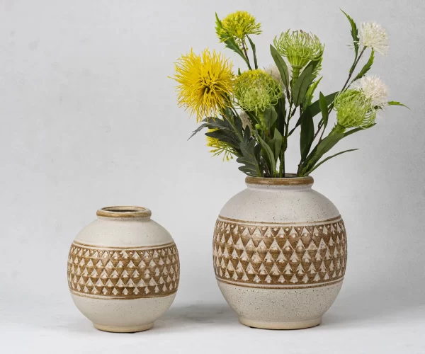 wholesale ceramic vases with geometric texture (2)