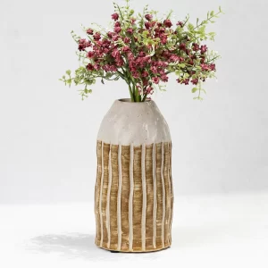 批发手工制作的条纹陶瓷花瓶 (1)