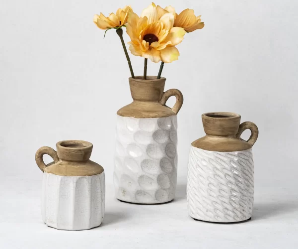 Bulk Ceramic Vases and Jugs Wholesale - Cracked Glaze and Exposed Terracotta - 画像 (9)