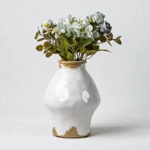 陶瓷花瓶批发 - 传统裂釉陶瓷花瓶，配以天然陶土装饰