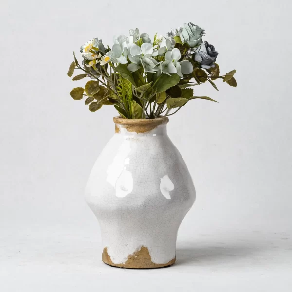 Ceramic Vases Wholesale - Traditional Cracked Glaze Ceramic Vases with Natural Terracotta Accents