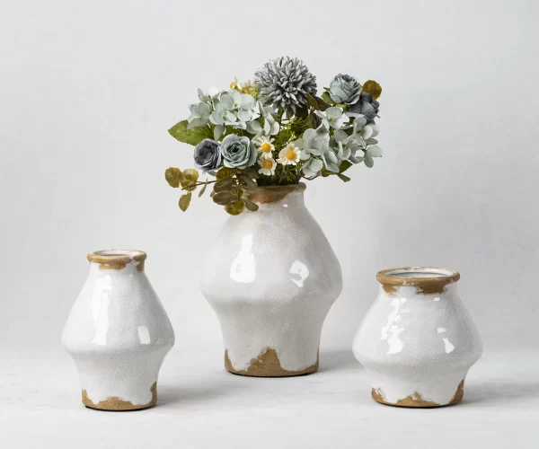 Ceramic Vases Wholesale - Traditional Cracked Glaze Ceramic Vases with Natural Terracotta Accents - Image 2