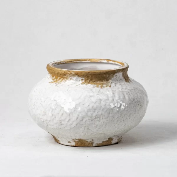 Wholesale Flower Vases with Cracked Glaze - Wide Mouth and Low Body Design - 画像 (3)