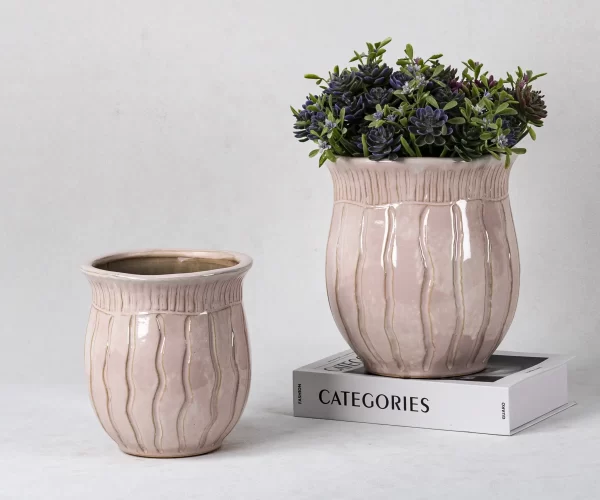 wholesale pink dual-textured ceramic planters (1)