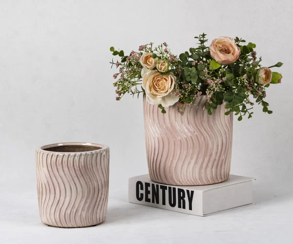wholesale pink wave texture ceramic pots (1)
