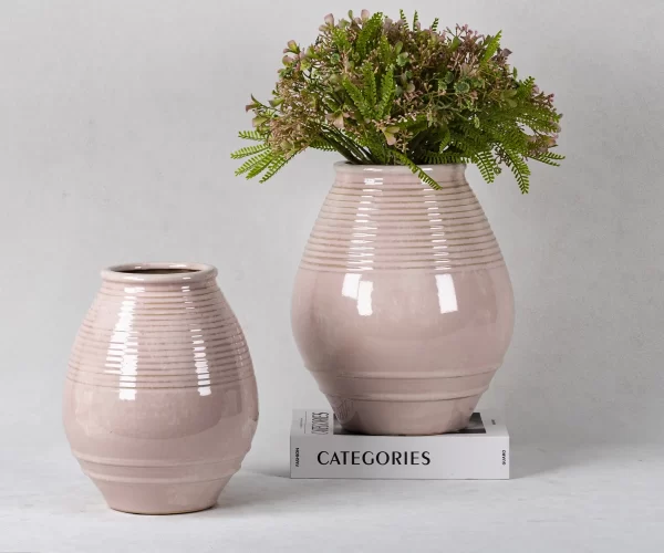 wholesale textured soft pink ceramic vases (1)
