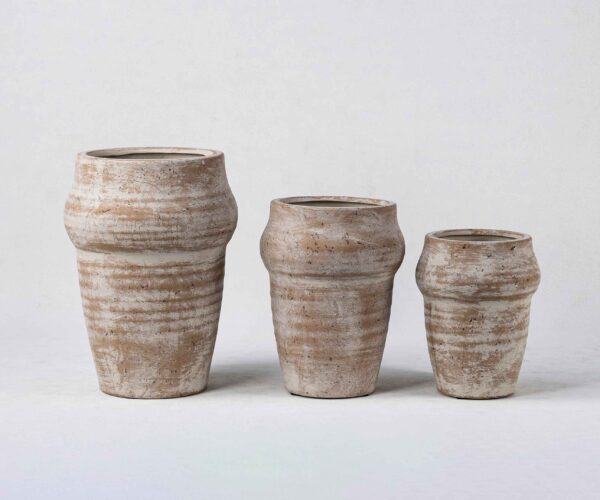 Wholesale Ceramic Plant Vases - Vertical Textures & Natural Patina