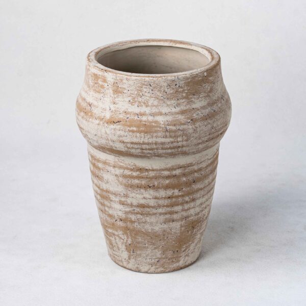 Wholesale Ceramic Plant Vases - Vertical Textures & Natural Patina