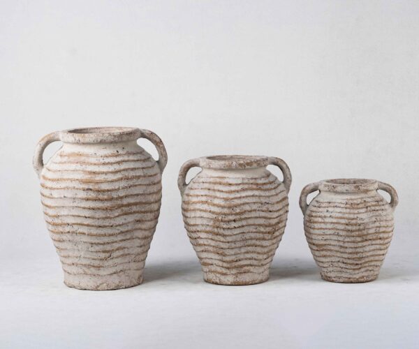Wholesale Terra Cotta Plant Vases - Vertical Textures & Natural Patina