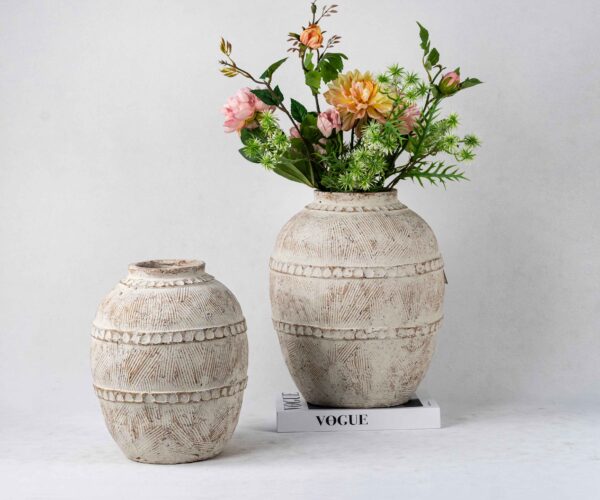 Wholesale Terra Cotta Plant Vases - Vertical Textures & Natural Patina