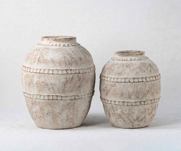 Wholesale Terra Cotta Plant Vases - Vertical Textures & Natural Patina