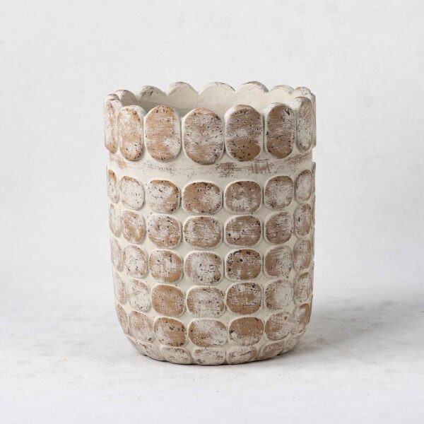 Wholesale Cement Plant Pots- Vertical Textures & Natural Patina