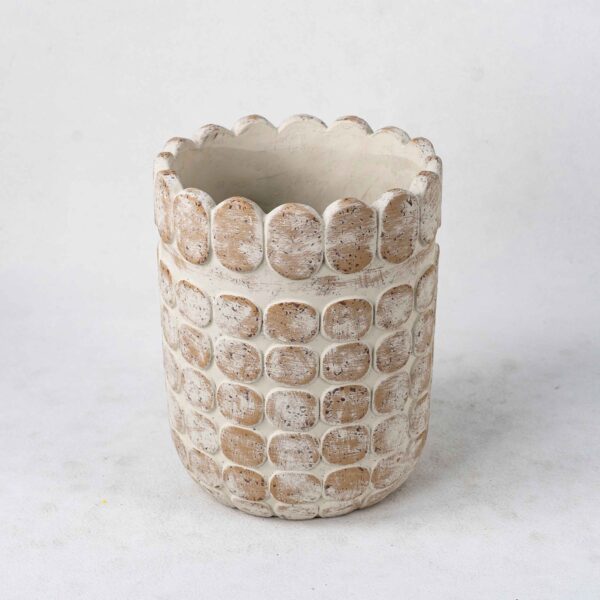 Wholesale Cement Plant Pots- Vertical Textures & Natural Patina