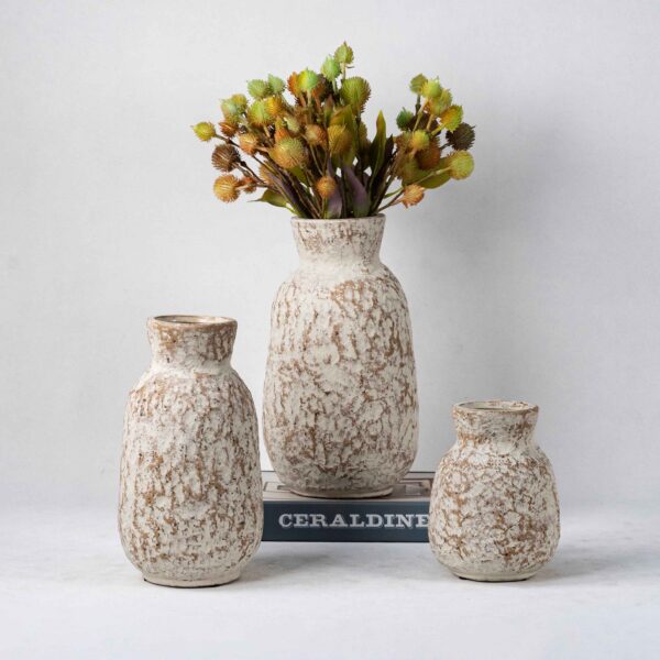 Wholesale Ceramic Plant Vases - Vertical Textures & Natural Patina