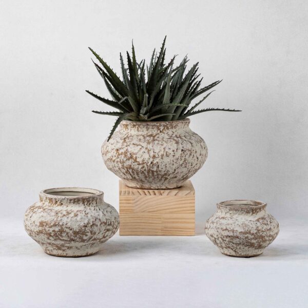 Wholesale Ceramic Plant Vases - Vertical Textures & Natural Patina