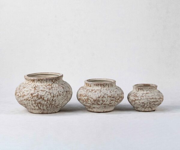 Wholesale Ceramic Plant Vases - Vertical Textures & Natural Patina